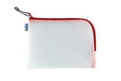 HERMA 20008 Zip Toiletry Bag A5, transparent (26 x 20 cm) small zippered travel pouch for cosmetics, liquids, make-up, toothbrush, clear cosmetic bag with zipper in red