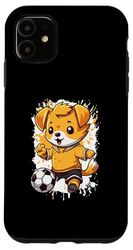 Carcasa para iPhone 11 Perro Golden Retriever jugando al fútbol | Mascota cómica