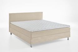 Atlantic Home Collection Lit à Sommier Tapissier avec Lattes et Matelas à Ressorts H3, Bois, Crème, 160 x 200 cm