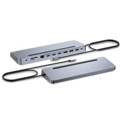 Dock USB-C i-tec C31FLAT2PDPRO Plata 3 Pantallas 4K 100W USB 3.2 DisplayPort HDMI RJ-45