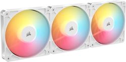 Corsair RS120-R ARGB 120mm PWM +5 ARGB Reverse Fans – Reverse Rotor, Eight RGB LEDs, High Static Pressure, Daisy-Chain, Magnetic Dome Bearing, Zero RPM Mode – Triple Pack – White