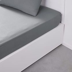 TODAY Essential - Hoeslaken, 140 x 190 cm, voor tweepersoonsbed, 100% katoen, effen, staal