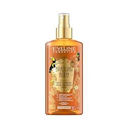Eveline Cosmetics Luxury Brazilian Nebulizzatore Autoabbronzante Viso e Corpo 5-in-1 | Abbronzatura Istantanea Senza Macchie, Idratazione & Nutrimento | 150ml