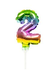 Folat Globo de Papel de Aluminio Cake Topper Rainbow Número 2-13cm, Multicolor, 13 cm (63062)