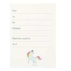 PARTY TIME - EA10213 - Lote de 6 Tarjetas de invitación Unicornio