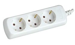 SILVER ELECTRONICS - Multiprise avec 3 prises sans interrupteur, blanc, 3 prises, câble de 1,5 m, protection enfant, prise de terre, avec protection contre les surtensions