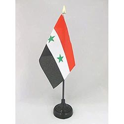 AZ FLAG Bandera de Mesa de Siria 15x10cm - BANDERINA de DESPACHO Siria 10 x 15 cm Punta Dorada