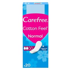 Carefree Salvaslip Cotton Feel Normal Fragranza Fresca, Salva slip donna 100% traspiranti per tutti i tipi di slip, Morbidi proteggi slip che si adattano ai movimenti del corpo, 20 salvaslip