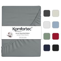 Komfortec Jersey spännlakan 200 x 200 cm, 100% bomull, grå