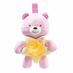 Chicco Painel de berço ursinho boa noite, luz de noite, ursinho de peluche suave, com luzes e melodias, brinquedo de berço, bebés e recém-nascidos, 0 meses, cor rosa