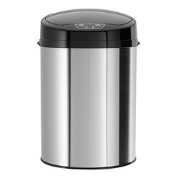 Echtwerk Oficina/baño/cosmética Papelera, Sensor de Movimiento por Infrarrojos, sin Contacto, Cuerpo de Acero Inoxidable, Tapa Negra INOX, pequeño