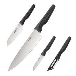 Wenco Premium knivset, kockkniv, santokukniv, grönsakskniv, sparskalare, tillverkning i solingen, 4-delat set, rostfritt stål/plast