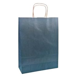 Raylu Paper - Lot de 25 Sacs en Papier Kraft avec Poignées Résistantes, Sacs en Papier Pour Cadeau D'anniversaire ou de Mariage, Personnalisables, 35x14x44 cm (Bleu Marine, Grand)