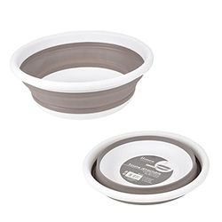 Indragbar plast- och silikondamm 9L Ø37 x H13 cm tvåfärgad vit/taupe