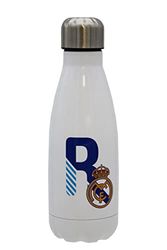Real Madrid - roestvrijstalen waterfles, hermetische sluiting, met letter R-ontwerp in blauw, 550 ml, witte kleur, officieel product (CyP Brands)