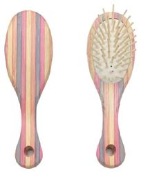 BIFULL Spazzola Mini Striped Bamboo Ovale PUA Legno, Nero, Standard