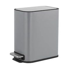 FurnitureXtra™ Slim Design Powder Coated Soft Close Pedal Bin, Plastic Inner bucket, ABS lid (Grey, 5L)