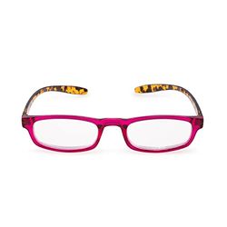 Contacta, Hug, Occhiali da Lettura per Uomo e Donna, Occhiale Autoreggente da Collo, Aste Allungate e Ricurve, Colore Lampone con Asta Demi, Diottrie +2,50, Confezione con Astuccio Portaocchiali, 19g