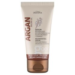 Joanna Sérum à l'huile d'argan pour pointes capillaires - 50 ml - Sérum lissant à l'huile d'argan - Soin réparateur pour pointes sèches et abîmées - Avec panthénol et protéines de soie pour brillance