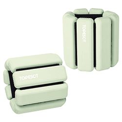 TOPESCT Verstelbare polsgewichten - Set van 2 (1 pond elk) | Draagbare pols en enkelgewichten armband voor yoga, dans, barre, pilates, cardio, aerobics, wandelen (0,5 kg/elk, olijfgroen)