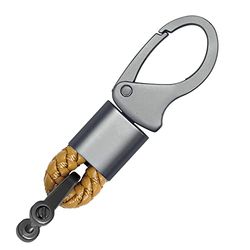 ACPURI Car Braided Rope Zinc Alloy Key Chain Car Key Hanging Decoration Jewellery Business Gift for Men Women, coffee, Regular