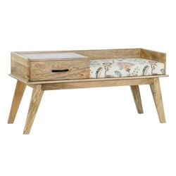 Home ESPRIT Zitbank, meerkleurig, natuur, mangohout, 114 x 41 x 53 cm