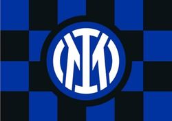Inter Vlag grootte 70 x 50 cm met nieuwe geruite afbeelding en centraal logo