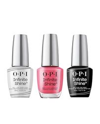 OPI Infinite Shine Long-wear Nail Polish, Gel-Like Nail Varnish with no UV lamp needed, 3-Step System for up to 11 days of colour, Base Coat & Nail Polish & Top Coat, Strawberry Margarita, 3x 15ml