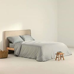 BELUM | Copripiumino in raso a 300 fili per letto da 135/140 misure prodotto: 220 x 220 cm Colore: Ultimate Grey | copripiumino satinato Dotato di: chiusura con bottoni nascosti trasparenti.