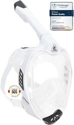 CRESSI Bali Full Face Mask White/Black L/XL-Maschera Snorkeling Integrale Unisex, Lente Ultra Chiara AntiFog, 100% Silicone, Snorkel Dry con Valvole Sicurezza, Cinturino Regolabile, Bianco/Nero, L/XL