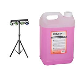 DJLIGHT60 - IBIZA - Soporte de luz con 2 proyectores PAR RGBB y 2 MOON FOWER RGBBBA - Pack de LEDs 4 en 1 & SMOKE5L-HD - Fluido de alta densidad para máquinas de humo - 5 litros