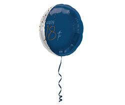 Folat 66718 Ballon Gonflé à l'hélium Elegant True Blue 18 Ans - 45cm