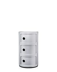 Kartell Componibili Contenitore 3 Elementi, ABS, Base Tonda, Argento, 32 x 32 x 58.5 cm