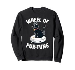Wheel Of Fur-Tune Cat On Robot Vacuum Cleaner Cat Sweatshirt