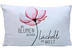 Dekohelden24 Coussin décoratif - Coussin Douillet avec Fleur - Coussin décoratif - Où Les Fleurs fleurissent, Le Monde Souriant - L/l/H : Environ 40 x 13 x 23 cm, 100% Coton