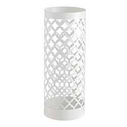 Baroni Home Portaombrelli Design Moderno Porta Ombrelli in Metallo Classic Bianco con 2 Gancini e Vaschetta Scolapioggia Rimovibile 19X19X49 cm (Bianco)