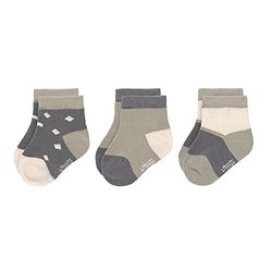LÄSSIG Kinder sneakersokken GOTS 3 stuks gesorteerd antraciet/olijf, maat 19-22