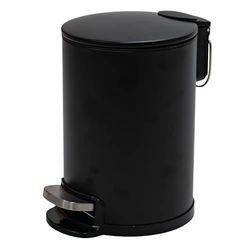 Amig - Poubelle de salle de bain à pédale 3 litres Mod. Tacto - Couleur noire - Ouverture hygiénique sans contact - Ø16,8 x 25,5 cm - Acier inoxydable laqué