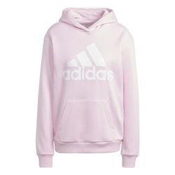 adidas Essentials för kvinnor logotyp pojkvän fleece huvtröja, Klar rosa/vit, XS
