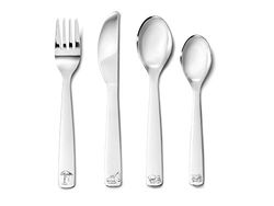 Zilverstad Children's Cutlery Construction Vehicles, 4-pcs, Stainless Steel, Silver, 21.5 x 15.5 x 2.5 cm