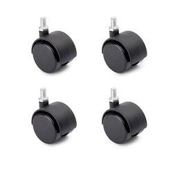 Emuca - Parti med 4 st. svänghjul för möbler Ø40 mm med M8x12 bult, dubbla svarta svänghjul