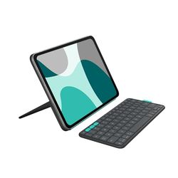 Logitech Flip Folio, custodia con tastiera per iPad Pro 11 pollici (M4) e iPad Air 11 pollici (M2 e M3)(5a generazione - 2024) -Custodia protettiva e riponibile con tastiera Bluetooth -Grafite,QWERTY