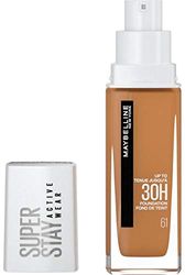 Maybelline New-York - Fondotinta liquido a lunga tenuta, senza trasferimento, alta copertura, Superstay Active Wear 30 ore, tinta di bronzo soleggiato (61), capacità: 30 ml