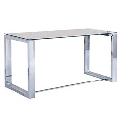 Escritório, mesa de estudo, escritório, escritório, acabamento em vidro e crómio, medidas 140 cm (comprimento) x 70 cm (largura) x 75 cm (altura)
