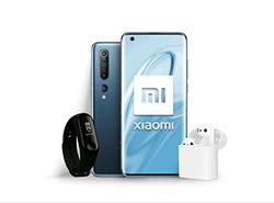 Xiaomi Mi 10 Pack Lanzamiento (Pantalla FHD+ 6.67”, 8GB + 128GB, Camara de 108MP, Snapdragon 865 5G, 4780 mah, Android 10) + Mi Band 3 + Mi True Wireless Earphone 2, Color Gris, Paquete de 3