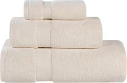 Superior Zero Parent Collection Lot de 2 draps de Bain 100% Coton zéro Twist, Super Doux et absorbants, Ivoire, 3 Piece Towel Set