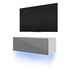 TV-kast Lowboard Simple met led blauw (100 cm, wit mat/grijs hoogglans)