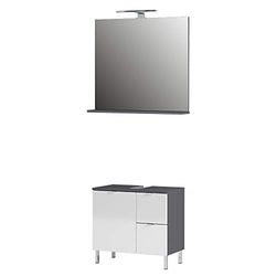 Set de salle de bain Germania 8341-569 GW-Mauresa, composé d'un meuble sous-vasque et d'un miroir, en décor graphite / blanc