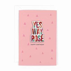 Hotchpotch Ja Way Rose Happy Birthday Card met 'Yes Way Rose' Strijkpatch - Wenskaart, HPMV11