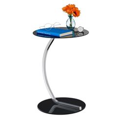 Relaxdays Table d’appoint, Ronde, pour Salon, Design Moderne, Verre et métal,HxD; La desserte Noire, 50 x 40 cm
